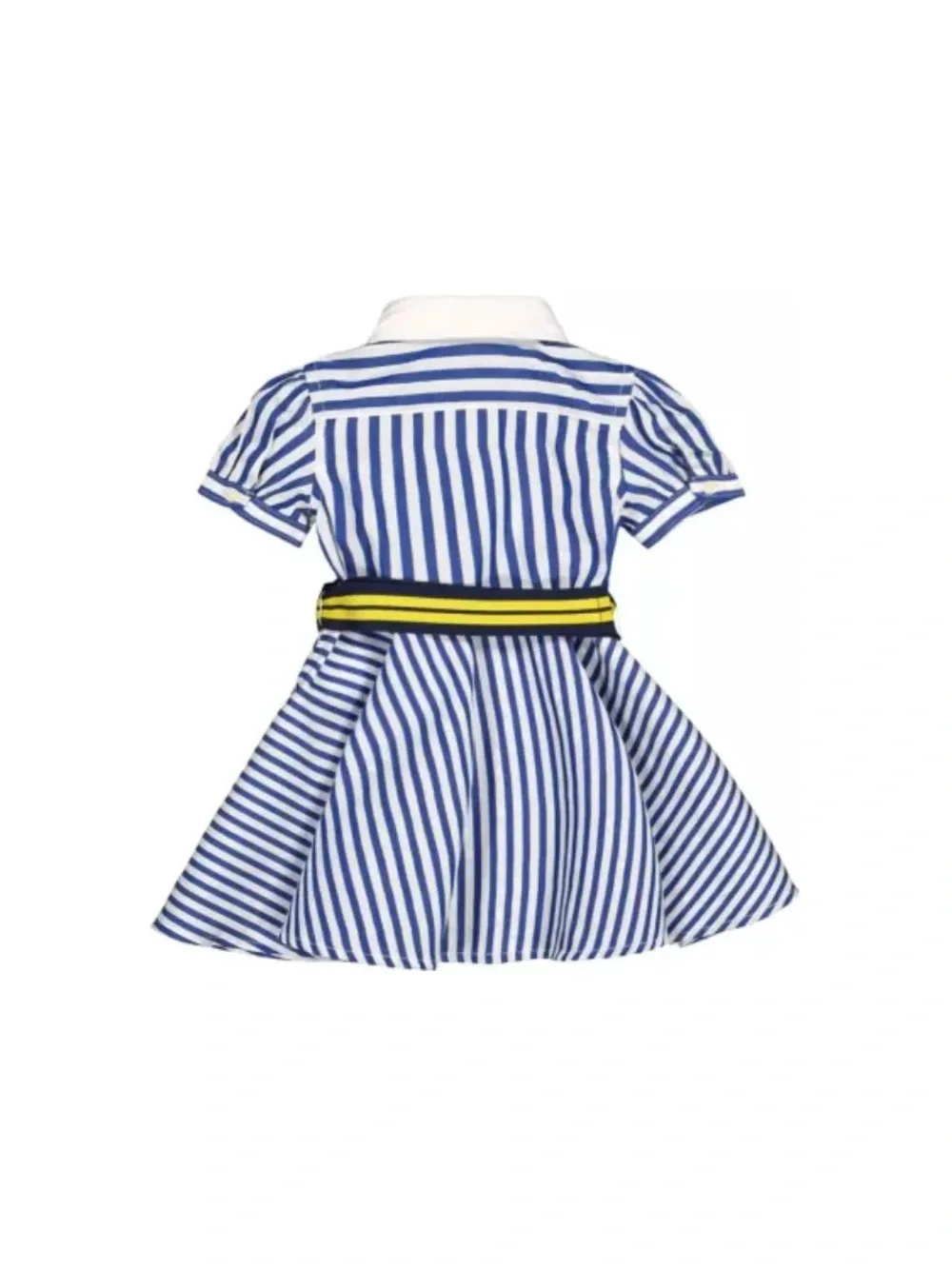 Ralph Lauren Blue & White Striped Shirt Dress with Yellow Accent Belt